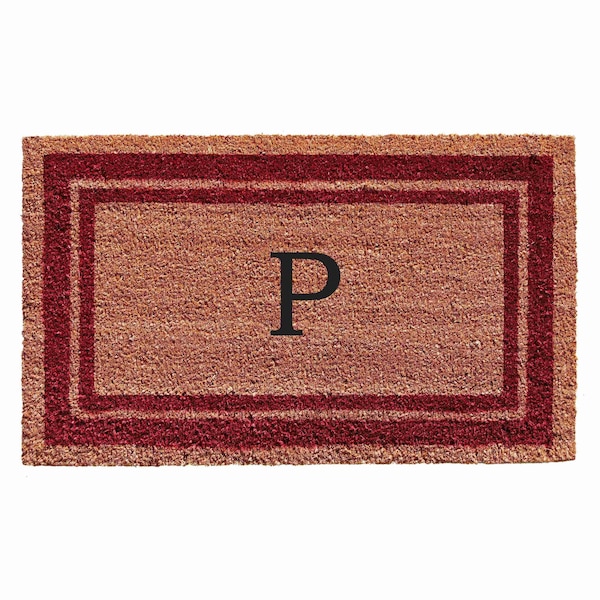 Calloway Mills Monogram Door Mat, Natural, Burgundy, 18 in W x 30 in L 152991830P - main